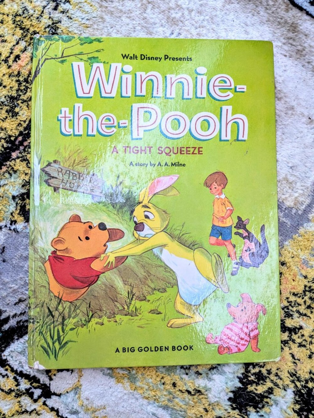 Vintage 1950s Big Golden Book Winnie the Pooh A Tight Squeeze Hardcover